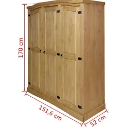 vidaXL Garde-robe avec 3 portes Gamme Corona pin mexicain 243733