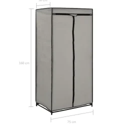 vidaXL Garde-robe Gris 75x50x160 cm