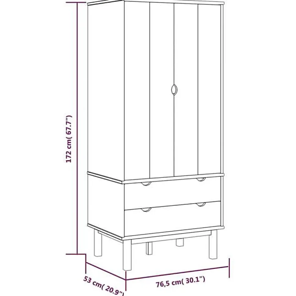 vidaXL Garde-robe OTTA 76,5x53x172 cm Bois massif de pin 348588