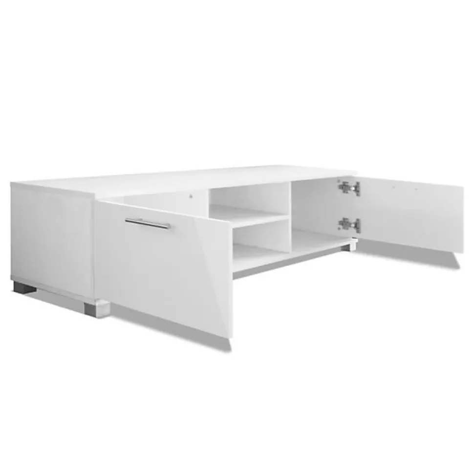 vidaXL Meuble TV à haute brillance blanc 120 x 40,3 x 34,7 cm
