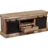vidaXL Meuble TV avec 2 portes coulissantes Bois de manguier massif