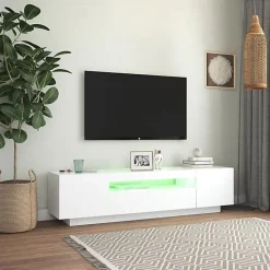 vidaXL Meuble TV avec Lumières LED, Armoire de Télévision, Meuble Télé de Salon, Armoire Basse Salle de Séjour Intérieur, 804427