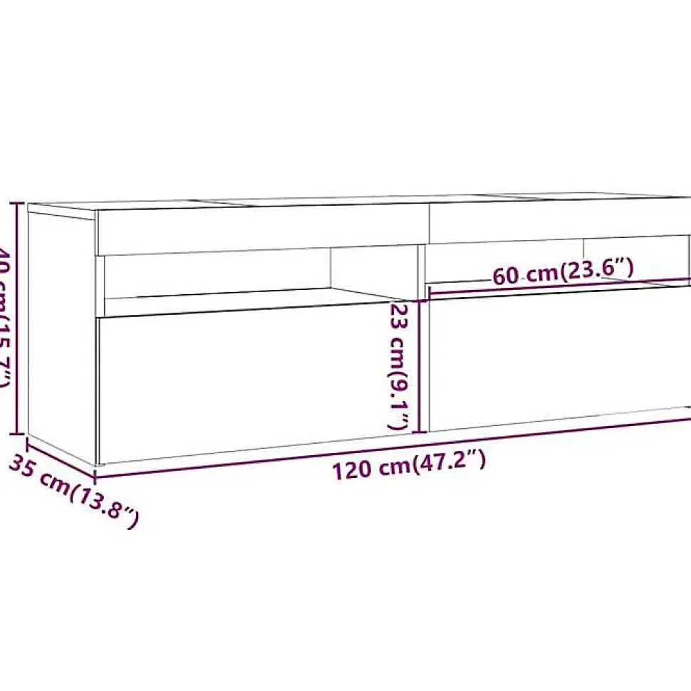 vidaXL Meuble TV avec Lumières LED Armoire Basse Centre de Divertissement Meuble Stéréo Salon Salle de Séjour Maison 804373