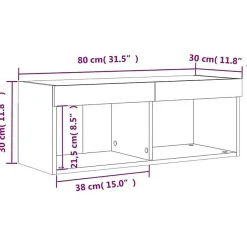 vidaXL Meuble TV avec Lumières LED, Armoire de Télévision Murale avec Rangement, Meuble Télé Suspendu Salon Salle de Séjour, 83714
