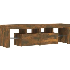 vidaXL Meuble TV avec lumières LED Chêne fumé 140x36,5x40 cm, support tv, armoire média, armoire hifi, unité tv, unité 822641
