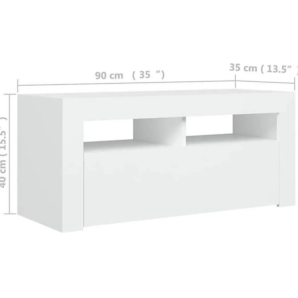 vidaXL Meuble TV avec Lumières LED, Armoire de Télévision, Meuble Télé de Salon, Armoire Basse Salle de Séjour Intérieur, 804319