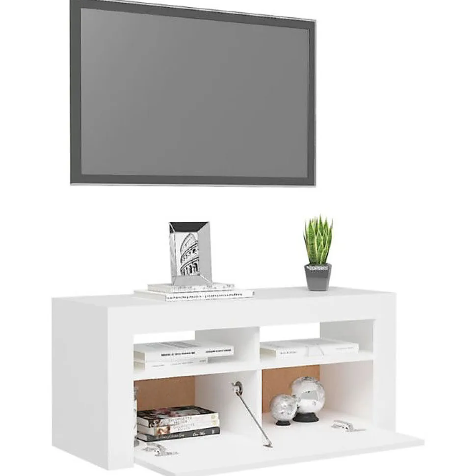 vidaXL Meuble TV avec Lumières LED, Armoire de Télévision, Meuble Télé de Salon, Armoire Basse Salle de Séjour Intérieur, 804319