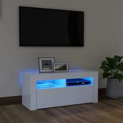 vidaXL Meuble TV avec Lumières LED, Armoire de Télévision, Meuble Télé de Salon, Armoire Basse Salle de Séjour Intérieur, 804319