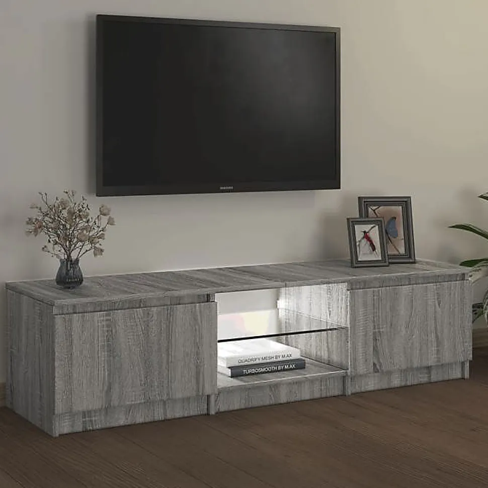 vidaXL Meuble TV avec lumières LED Sonoma gris 140x40x35,5 cm, support TV, armoire média, armoire hifi, unité TV, unité 822682