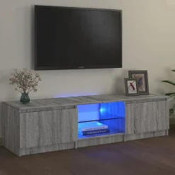 vidaXL Meuble TV avec lumières LED Sonoma gris 140x40x35,5 cm, support TV, armoire média, armoire hifi, unité TV, unité 822682