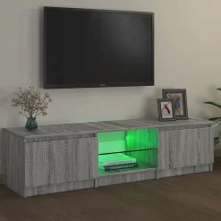 vidaXL Meuble TV avec lumières LED Sonoma gris 140x40x35,5 cm, support TV, armoire média, armoire hifi, unité TV, unité 822682