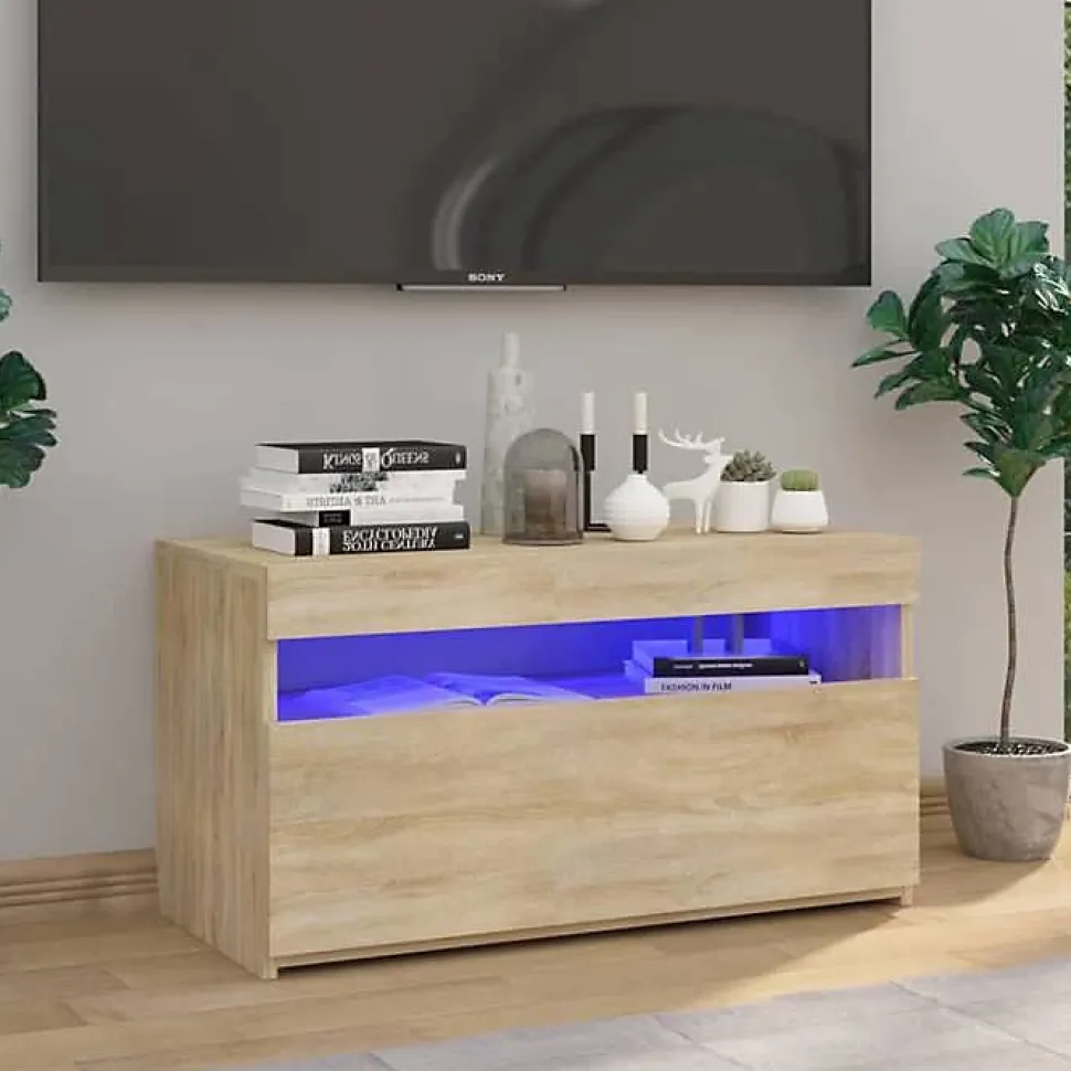 vidaXL Meuble TV avec Lumières LED Centre de Divertissement Meuble Média Armoire Stéréo Meuble de Salle de Séjour Intérieur 804397