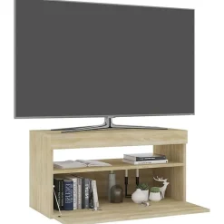 vidaXL Meuble TV avec Lumières LED Centre de Divertissement Meuble Média Armoire Stéréo Meuble de Salle de Séjour Intérieur 804397