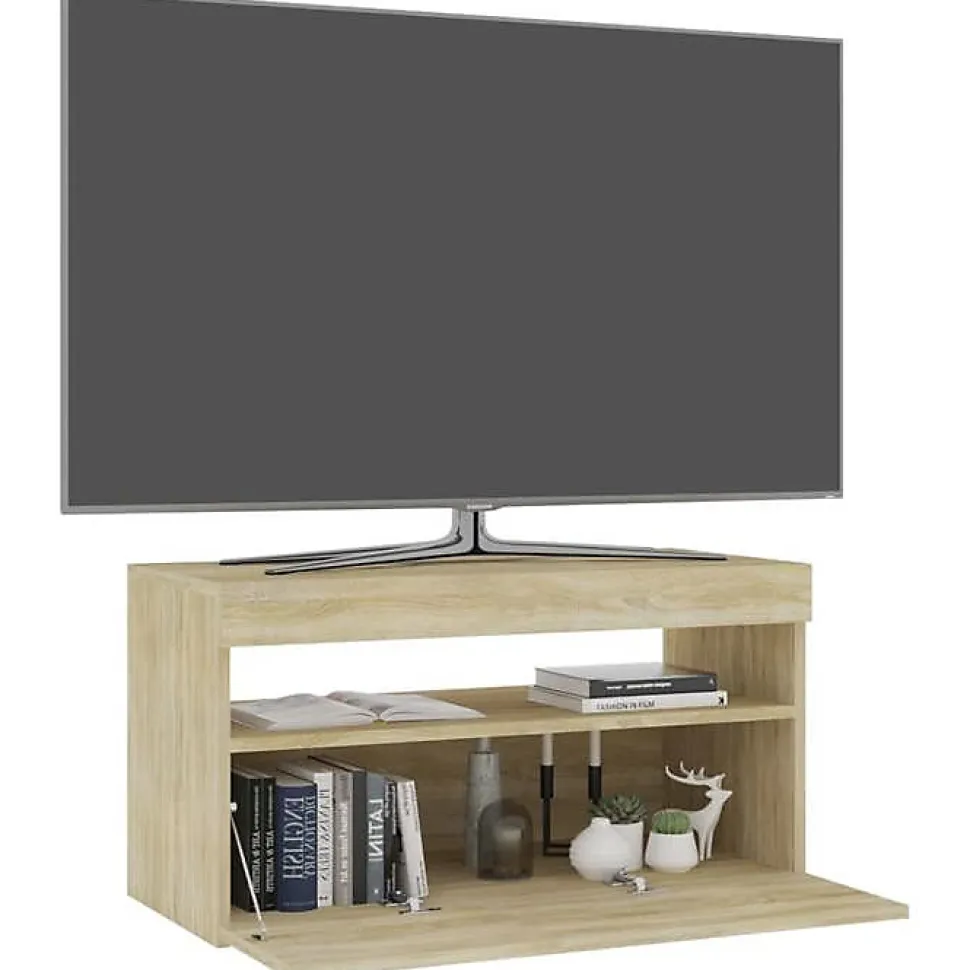 vidaXL Meuble TV avec Lumières LED Centre de Divertissement Meuble Média Armoire Stéréo Meuble de Salle de Séjour Intérieur 804397