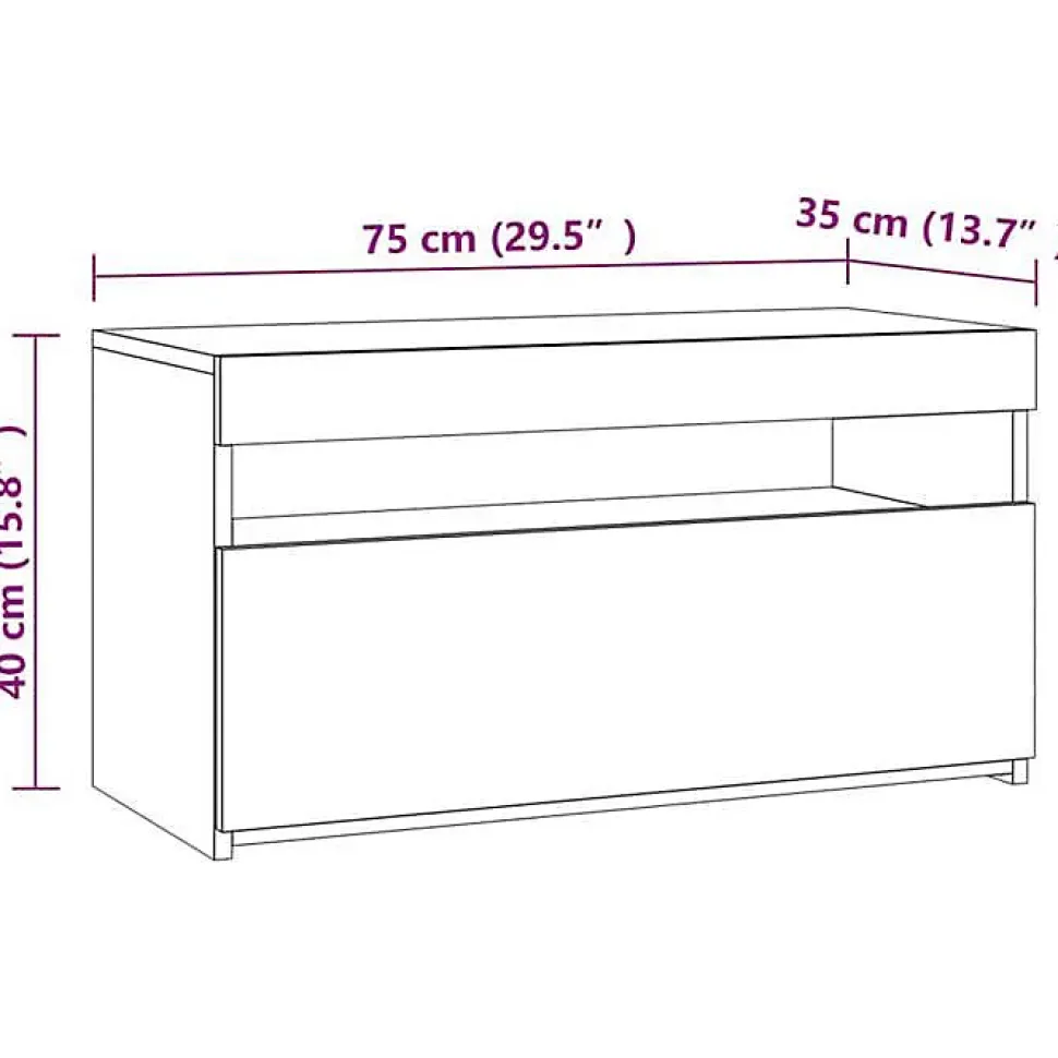 vidaXL Meuble TV avec Lumières LED Centre de Divertissement Meuble Média Armoire Stéréo Meuble de Salle de Séjour Intérieur 804397