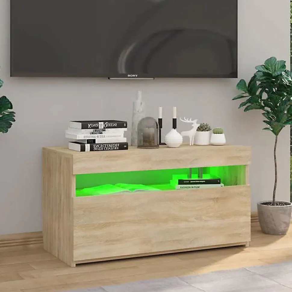 vidaXL Meuble TV avec Lumières LED Centre de Divertissement Meuble Média Armoire Stéréo Meuble de Salle de Séjour Intérieur 804397
