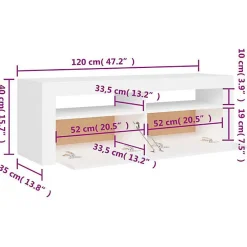 vidaXL Meuble TV avec Lumières LED, Armoire de Télévision, Meuble Télé de Salon, Armoire Basse Salle de Séjour Intérieur, 804310