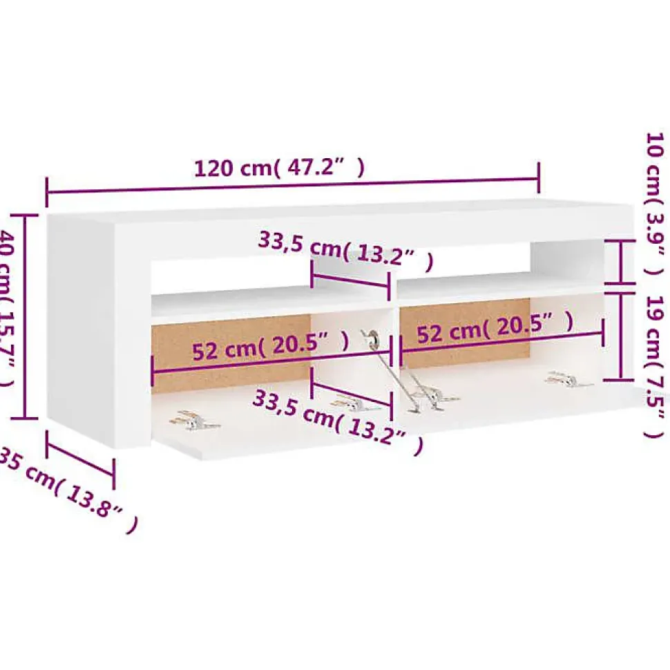 vidaXL Meuble TV avec Lumières LED, Armoire de Télévision, Meuble Télé de Salon, Armoire Basse Salle de Séjour Intérieur, 804310