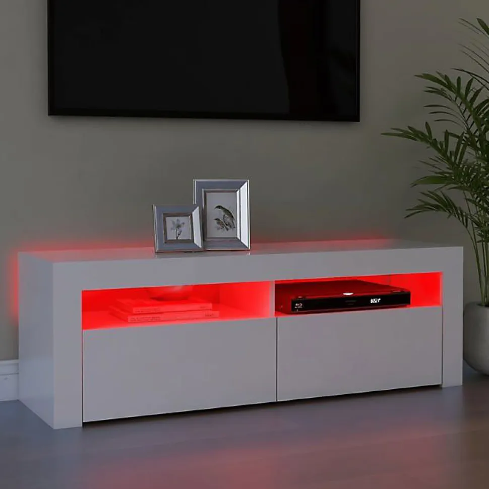 vidaXL Meuble TV avec Lumières LED, Armoire de Télévision, Meuble Télé de Salon, Armoire Basse Salle de Séjour Intérieur, 804310