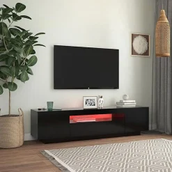 vidaXL Meuble TV avec Lumières LED, Armoire de Télévision, Meuble Télé de Salon, Armoire Basse Salle de Séjour Intérieur, 804428