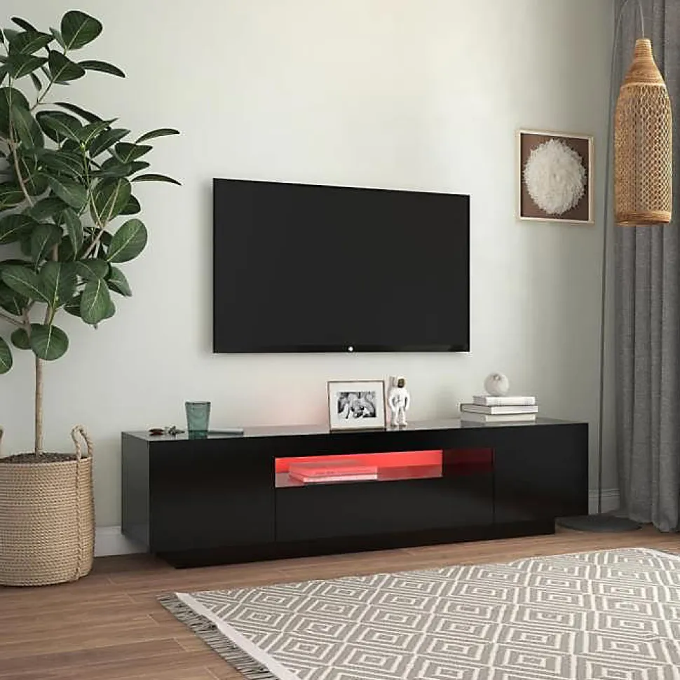 vidaXL Meuble TV avec Lumières LED, Armoire de Télévision, Meuble Télé de Salon, Armoire Basse Salle de Séjour Intérieur, 804428