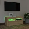 vidaXL Meuble TV avec Lumières LED, Armoire de Télévision, Meuble Télé de Salon, Armoire Basse Salle de Séjour Intérieur, 804322