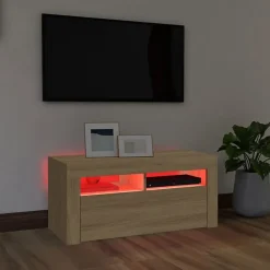 vidaXL Meuble TV avec Lumières LED, Armoire de Télévision, Meuble Télé de Salon, Armoire Basse Salle de Séjour Intérieur, 804322