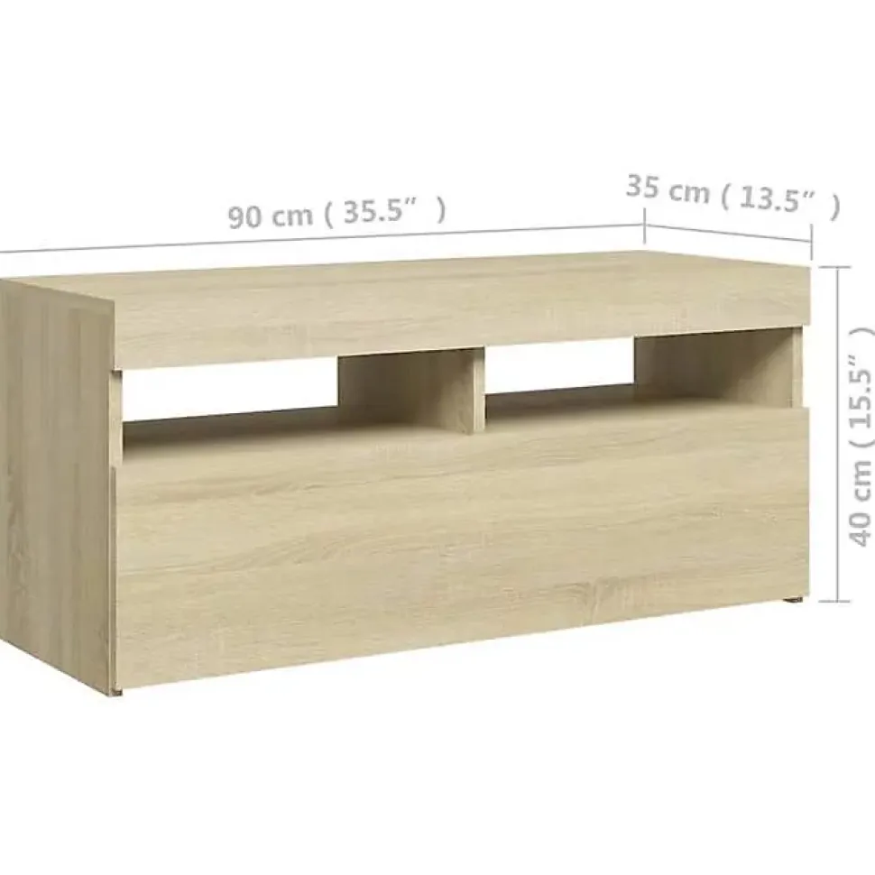 vidaXL Meuble TV avec Lumières LED, Armoire de Télévision, Meuble Télé de Salon, Armoire Basse Salle de Séjour Intérieur, 804385