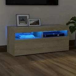 vidaXL Meuble TV avec Lumières LED, Armoire de Télévision, Meuble Télé de Salon, Armoire Basse Salle de Séjour Intérieur, 804385