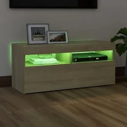 vidaXL Meuble TV avec Lumières LED, Armoire de Télévision, Meuble Télé de Salon, Armoire Basse Salle de Séjour Intérieur, 804385