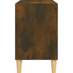 vidaXL Meuble TV avec pieds en bois massif Chêne fumé 69,5x30x50 cm