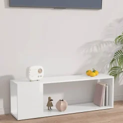 vidaXL Meuble TV Blanc brillant 100x24x32 cm Aggloméré