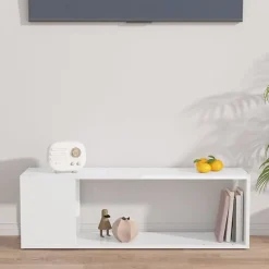 vidaXL Meuble TV Blanc brillant 100x24x32 cm Aggloméré