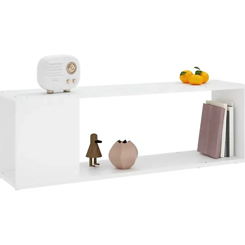 vidaXL Meuble TV Blanc 100x24x32 cm Aggloméré