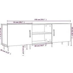 vidaXL Meuble TV blanc 150x30x50 cm bois d'ingénierie 829076
