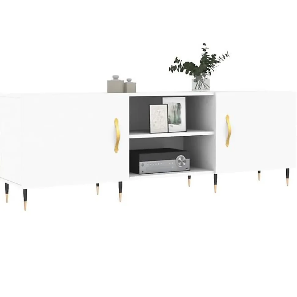 vidaXL Meuble TV blanc 150x30x50 cm bois d'ingénierie 829076