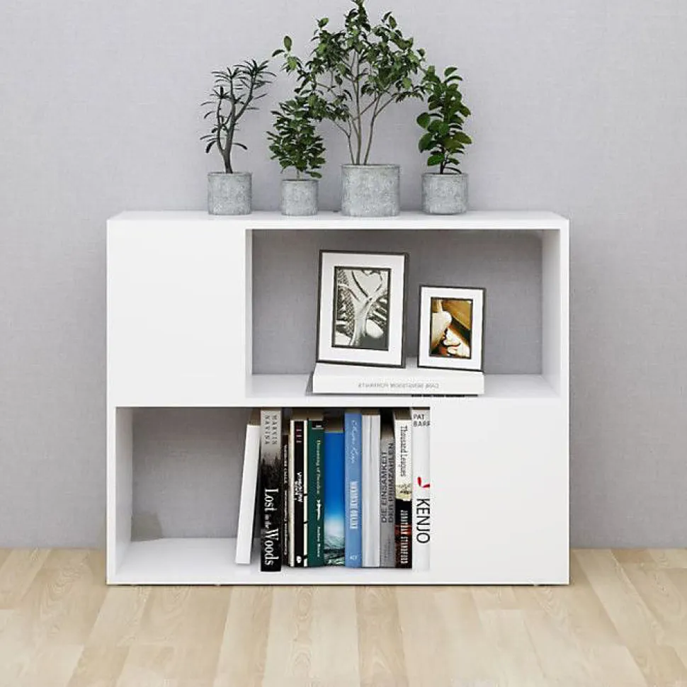 vidaXL Meuble TV Blanc 80x24x63 cm Aggloméré