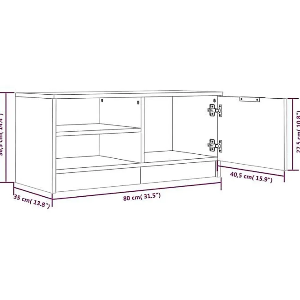 vidaXL Meuble TV Chêne sonoma 80x35x36,5 cm Bois d'ingénierie 811472