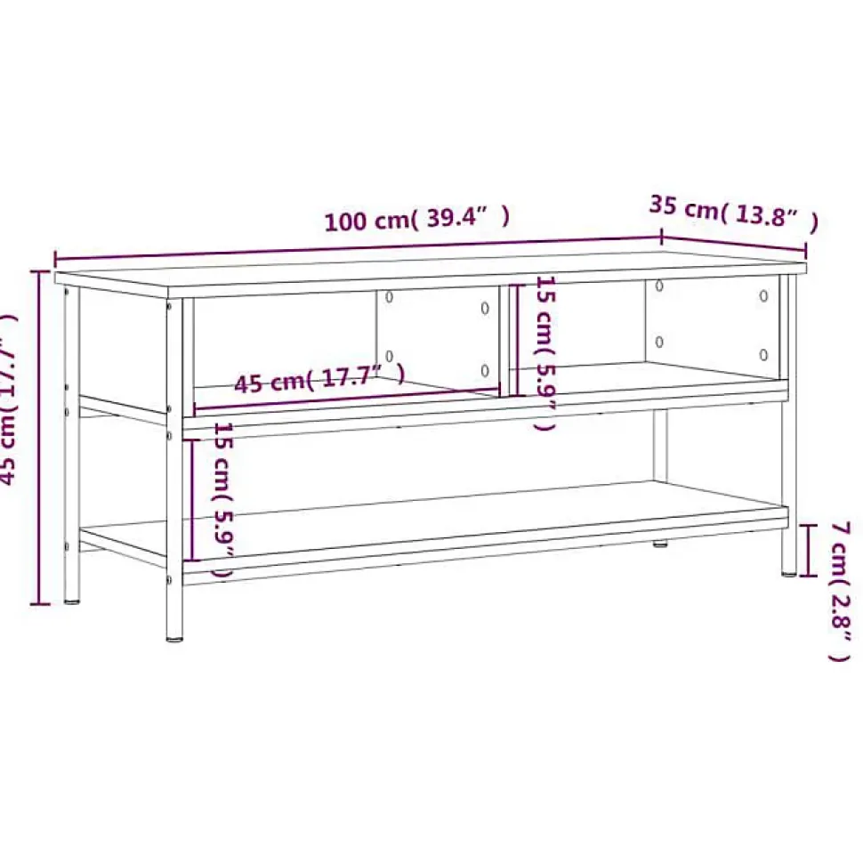 vidaXL Meuble TV chêne sonoma 100x35x45 cm bois d'ingénierie 832784
