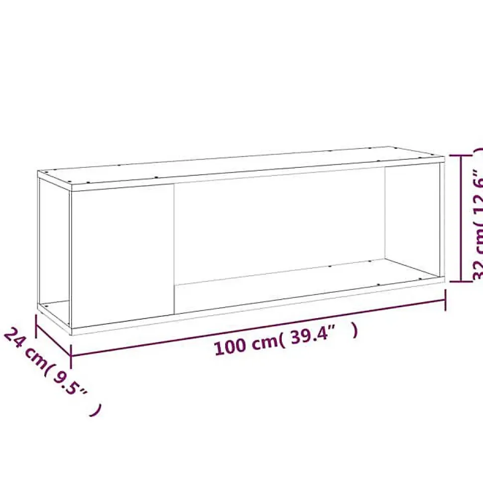 vidaXL Meuble TV Gris béton 100x24x32 cm Aggloméré