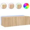 vidaXL Meuble TV Mural avec Lumières LED, Armoire de Télévision Suspendue, Meuble Télé Flottant, Moderne, Chêne Sonoma Bois 837297