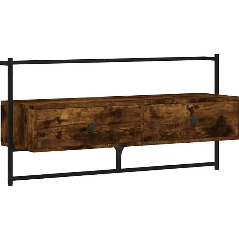 vidaXL Meuble TV mural chêne fumé 100,5x30x51 cm bois d'ingénierie 833460