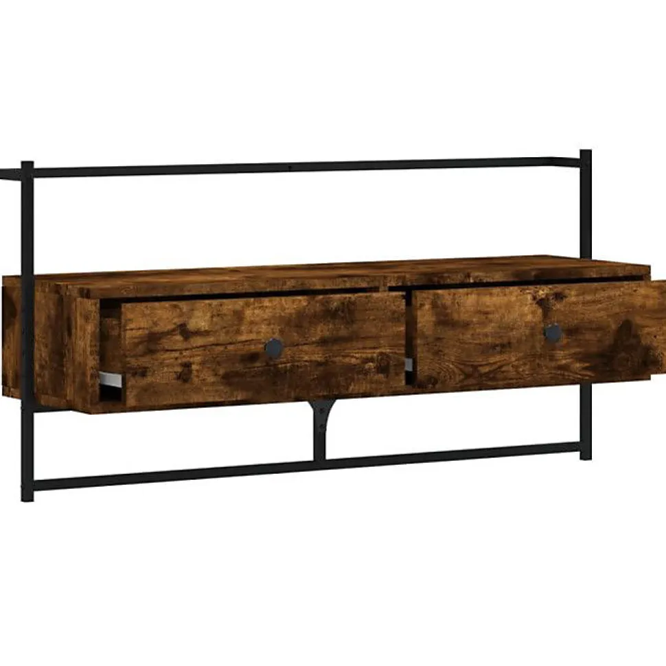 vidaXL Meuble TV mural chêne fumé 100,5x30x51 cm bois d'ingénierie 833460