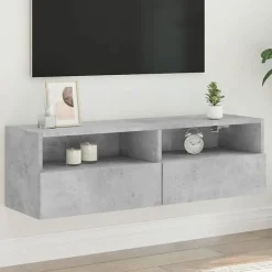 vidaXL Meuble TV mural gris béton 100x30x30 cm bois d'ingénierie 836888