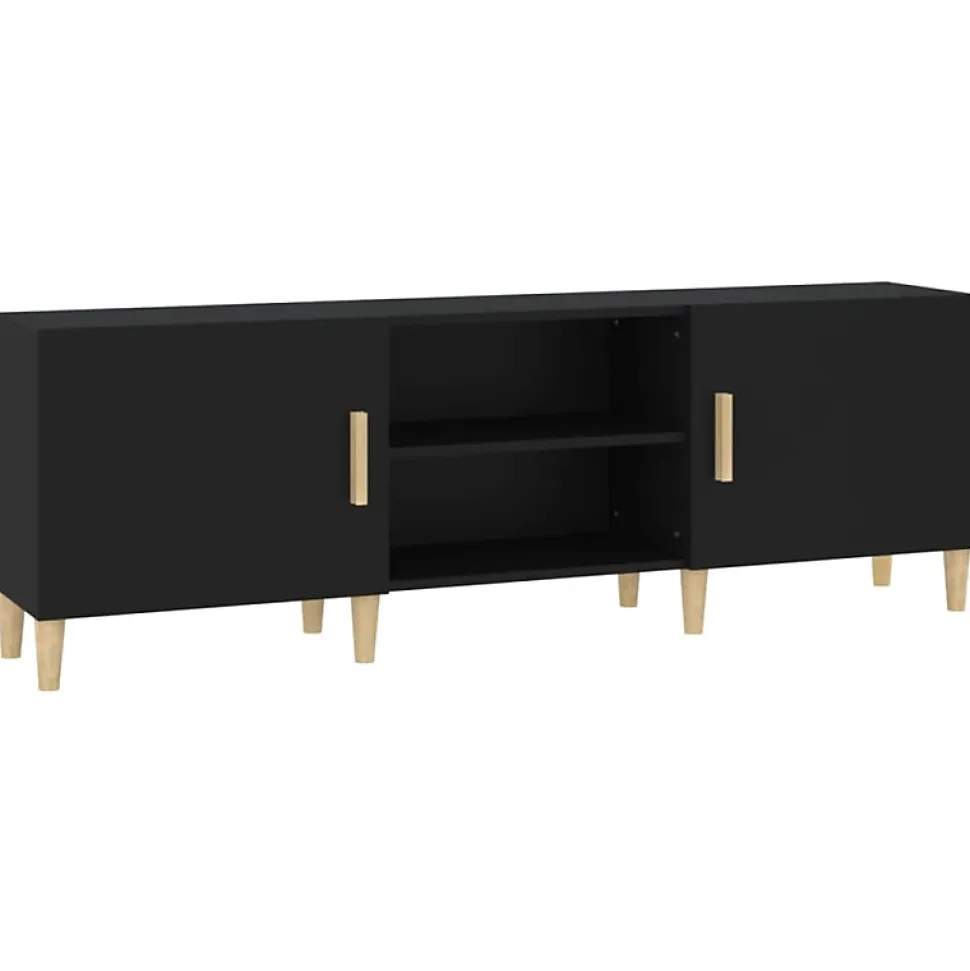 vidaXL Meuble TV Noir 150x30x50 cm Bois d'ingénierie 812619