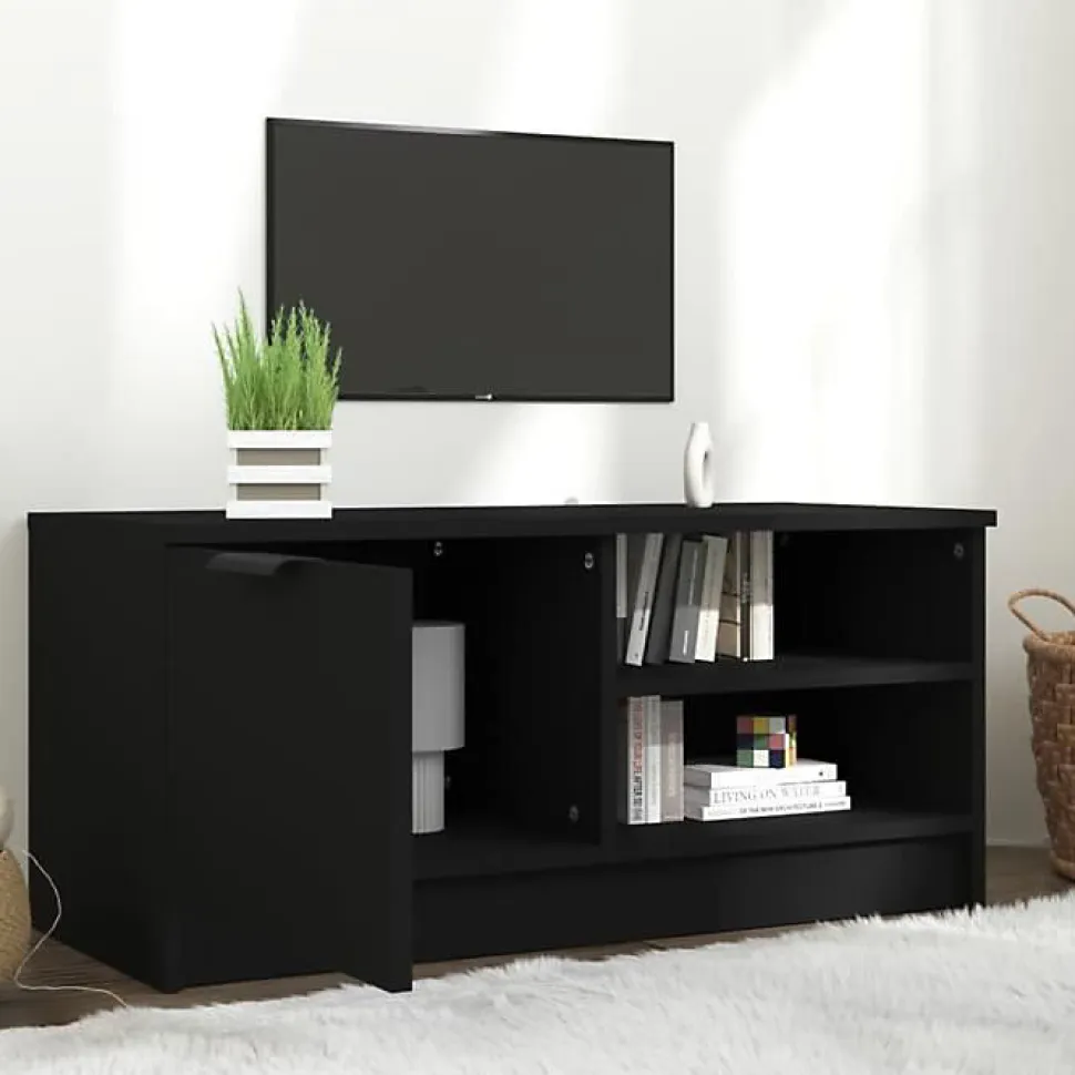 vidaXL Meuble TV Noir 80x35x36,5 cm Bois d'ingénierie 811468