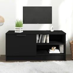 vidaXL Meuble TV Noir 80x35x36,5 cm Bois d'ingénierie 811468