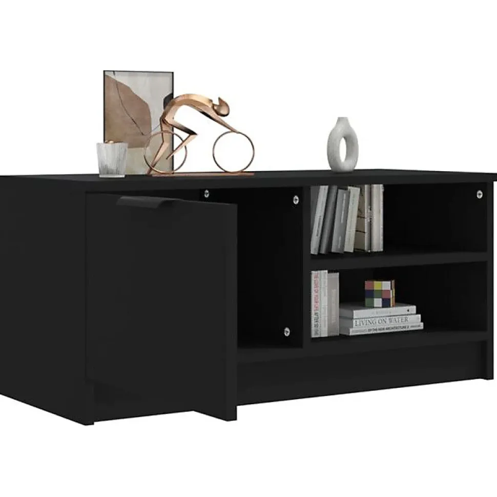 vidaXL Meuble TV Noir 80x35x36,5 cm Bois d'ingénierie 811468