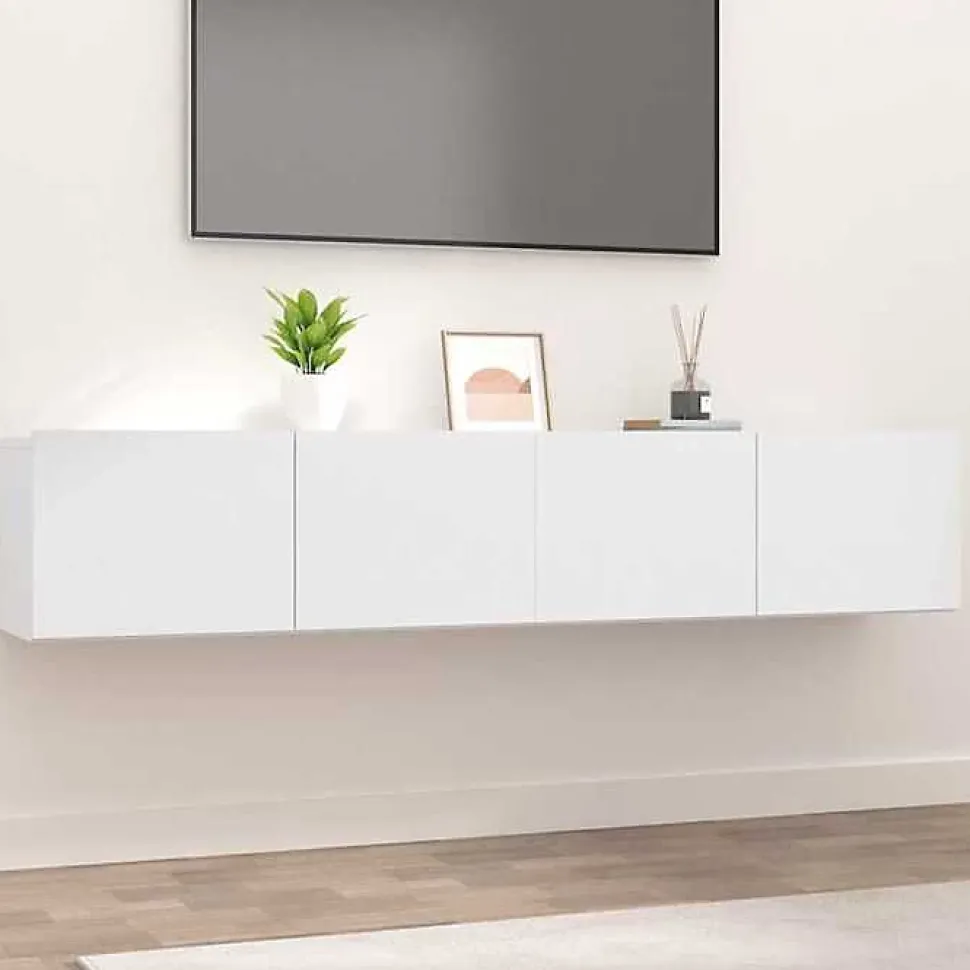 vidaXL Meubles TV 2 pcs Blanc 80x30x30 cm Bois d'ingénierie 804535