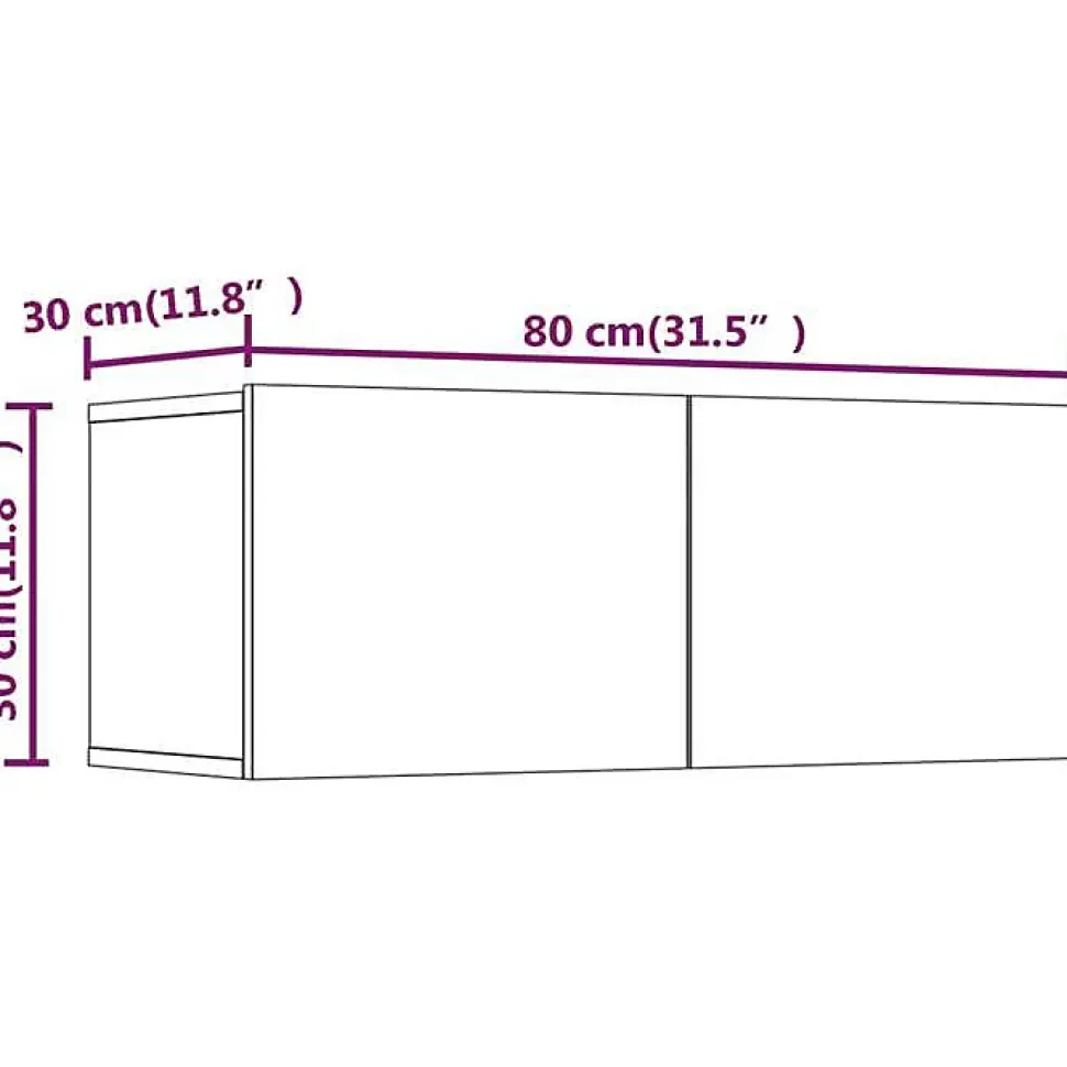 vidaXL Meubles TV 2 pcs Blanc 80x30x30 cm Bois d'ingénierie 804535